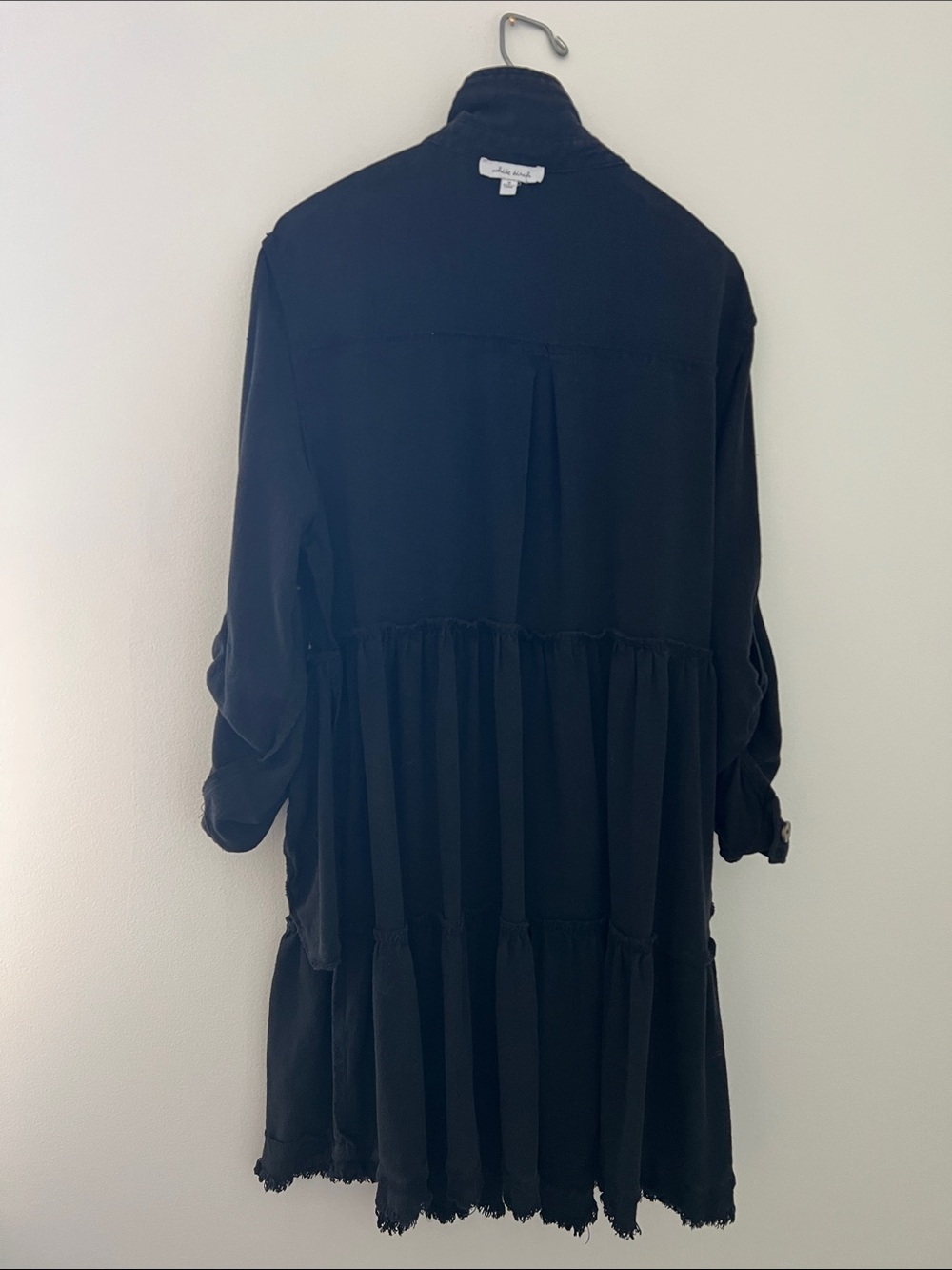 White Birch | Cotton Blend Black Tiered Button-Front Shirt Dress #D90042XL Sz S - Picture 5 of 16